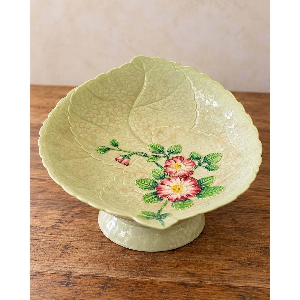 Vintage Carlton Ware Wild Rose Pedestal Bowl England Hand Painted Floral MCM